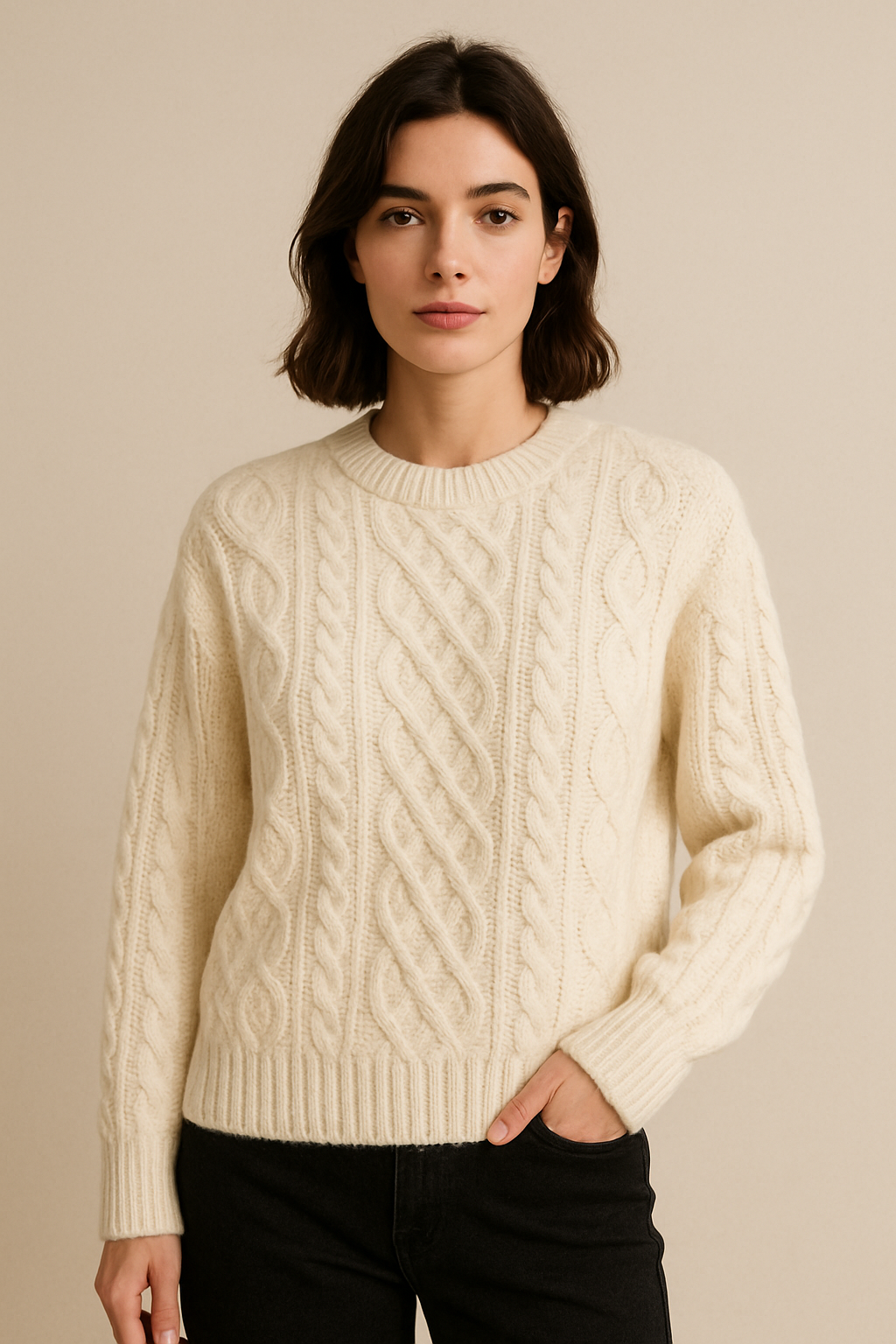 Fleur Pull Torsadé Élégant – Chaleureux, Raffiné et Intemporel